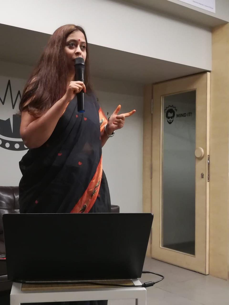 Dr. Swapna Palkar addressing an audience at a talk